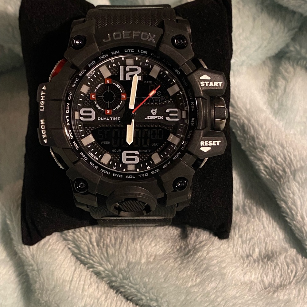Joefox Black Digital Analog Watch